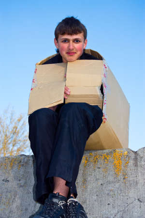 Portrait of a guy in a boxの写真素材