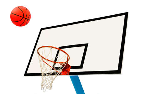 Backboard and ball on white background