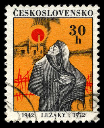 CZECHOSLOVAKIA - CIRCA 1972: A stamp dedicated to the memory of victims of Nazism in village Lezaky, circa 1972の写真素材