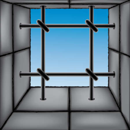 Barred window as a design element. Each object is fully editable and is located on a separate layerのイラスト素材