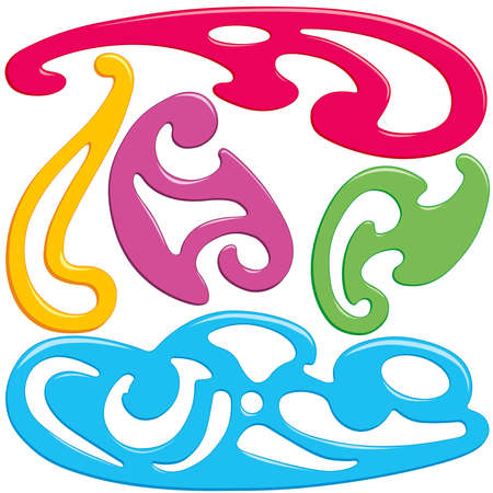 Set of 5 french curves. All objects fully editable and are on separate layers. Vectors without gradientsのイラスト素材