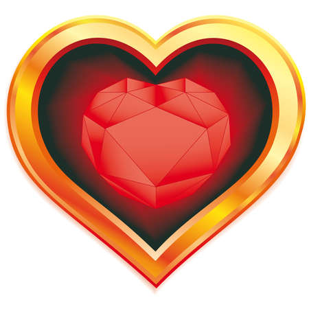 Ruby heart in gold frameのイラスト素材