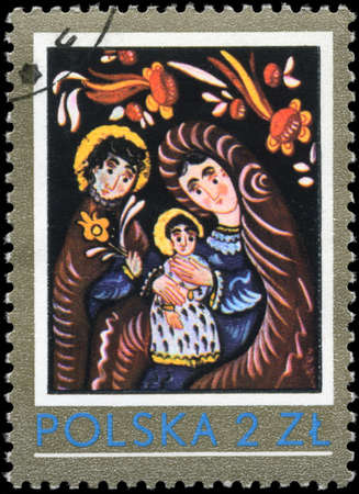 POLAND - CIRCA 1979: A Stamp printed in POLAND shows the "Holy Family", series, circa 1979の写真素材