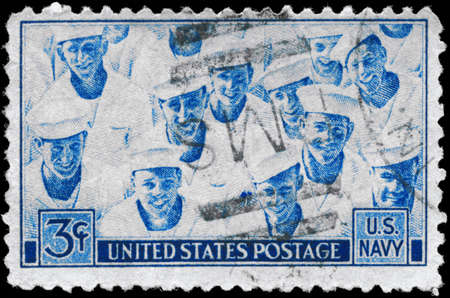 USA - CIRCA 1945: A Stamp printed in USA devoted to Achievements of the US Navy in WWII, circa 1945