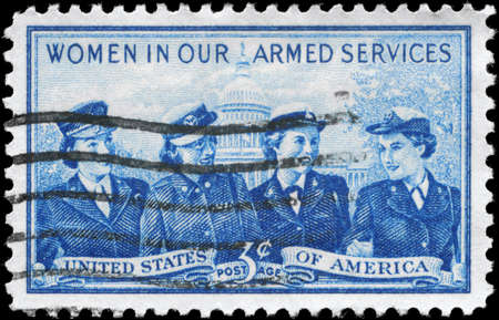 USA - CIRCA 1952: A Stamp printed in USA devoted to Honoring the women in the US Armed Services, circa 1952のeditorial素材