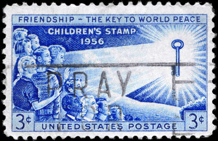 USA - CIRCA 1956: A Stamp printed in USA devoted to Promoting friendship among the world’s...