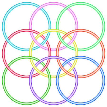 Interweaving rings on a white backgroundのイラスト素材