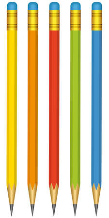 A set of 5 pencils on a white background - blend onlyのイラスト素材