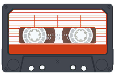 Audio cassette on white background. Vector without gradientsのイラスト素材