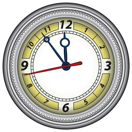 Classic office clock in a steel frame. Vector without mesh
