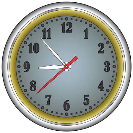 Classic office clock in a steel frame. Vector without mesh