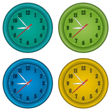 Classic office clocks in a round frame. Vector without meshのイラスト素材