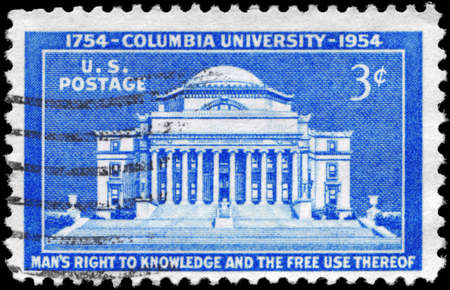 USA - CIRCA 1954: A Stamp printed in USA shows Low Memorial Library, Columbia University, 200th...
