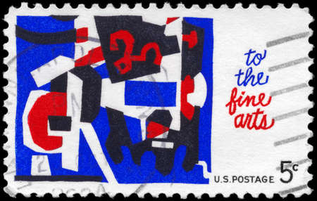 USA - CIRCA 1964: A Stamp printed in USA shows the abstract design by Stuart Davis, Fine Arts Issue, circa 1964の写真素材