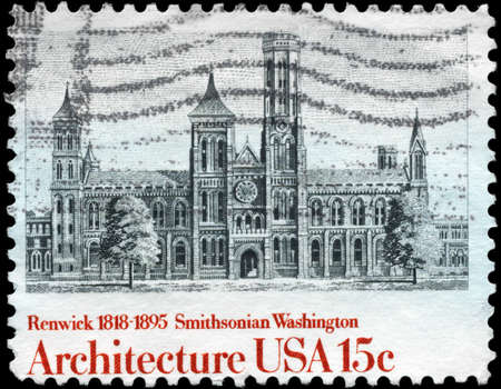 USA - CIRCA 1980: A Stamp printed in USA shows Smithsonian Institution, by James Renwick, American...