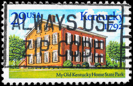 USA - CIRCA 1992: A Stamp printed in USA shows Kentucky Home State Park, Statehood Bicentennial, circa 1992の写真素材