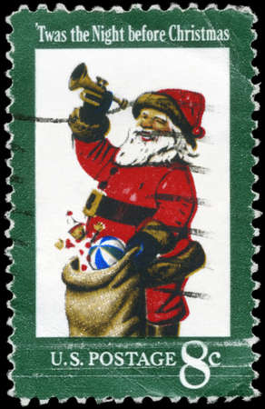 USA - CIRCA 1972: A Stamp printed in USA shows a Santa Claus, circa 1972のeditorial素材