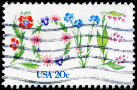 USA - CIRCA 1982: A Stamp printed in USA shows the Flowers decoration, circa 1982