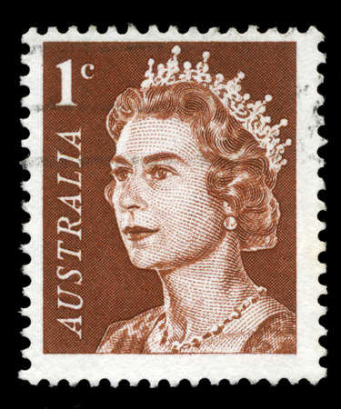 AUSTRALIA - CIRCA 1966: A Stamp printed in AUSTRALIA shows the portrait of a Queen Elizabeth II, series, circa 1966のeditorial素材