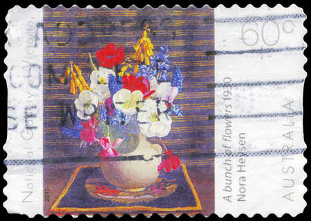 AUSTRALIA - CIRCA 2011: A Stamp printed in AUSTRALIA shows a Bunch of Flowers (1930), by Nora Heysen (1911-2003), NGV Flowers series, circa 2011のeditorial素材