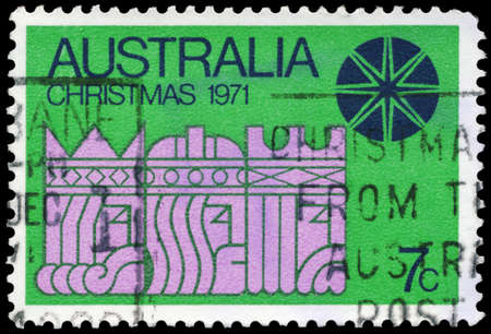 AUSTRALIA - CIRCA 1971: A Stamp printed in AUSTRALIA shows the Three Kings and Star, Christmas issue, circa 1971のeditorial素材