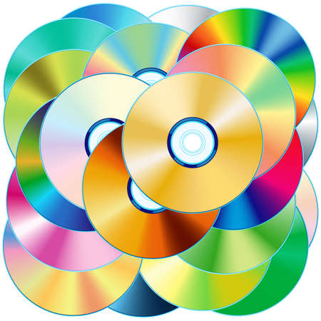 Set of the 20 various compact disc - blend and gradient only. All objects fully editable and are on separate layersのイラスト素材
