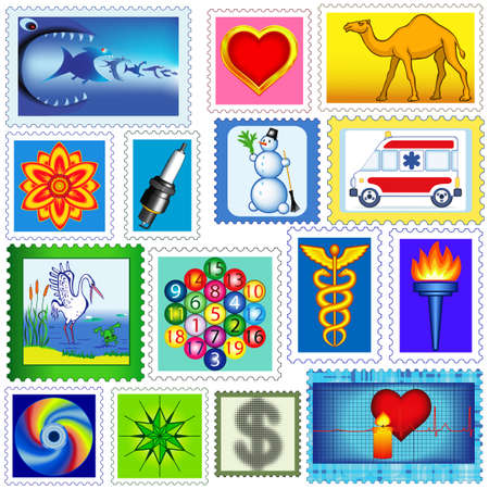 The set of various postage stampsのイラスト素材