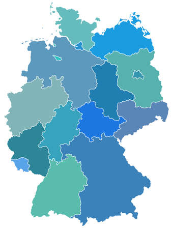 Silhouette map of the Germany federation. Source of map:  http://www.lib.utexas.edu/maps/europe/germany_rel_94.jpgのイラスト素材