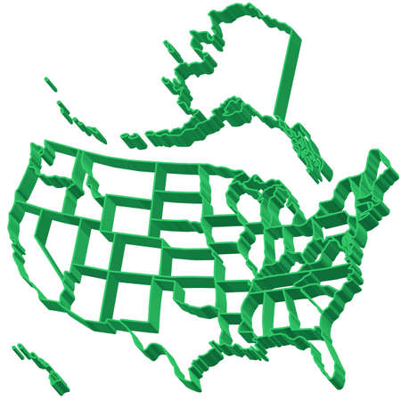 Extruded contour map of the USA. Source of map:  
http://www.lib.utexas.edu/maps/united_states/n.america.jpgのイラスト素材