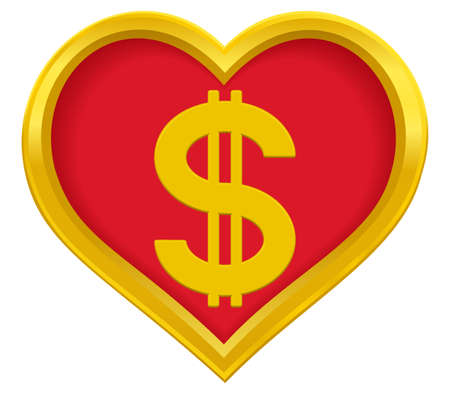 US Dollar symbol in a gold heart frameのイラスト素材