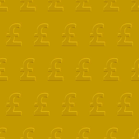 Pound sterling seamless pattern on a gold plate. Pattern and background are located on different layersのイラスト素材