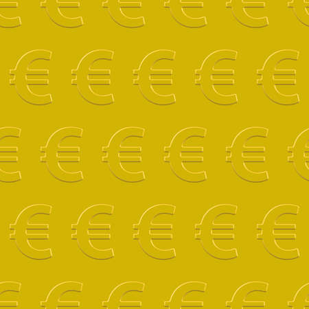 Euro seamless pattern on a gold plate. Pattern and background are located on different layersのイラスト素材