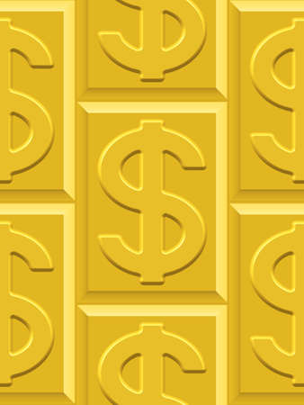 Seamless pattern on the gold dollar plates. Dollar pattern and plates pattern and 
background are located on different layersのイラスト素材