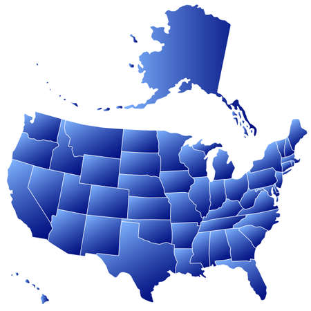 Gradient silhouette map of the USA. All objects are independent and fully editable. Source of map:  http://www.lib.utexas.edu/maps/united_states/n.america.jpgのイラスト素材