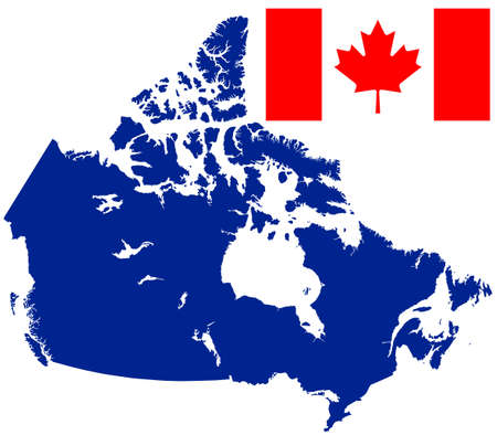 Flag and silhouette map of the Canada. All objects are independent and fully editable. のイラスト素材