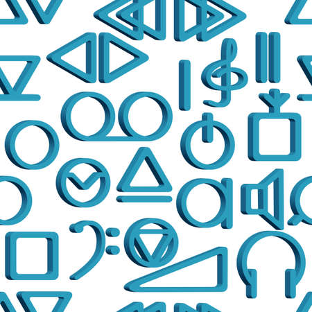 Seamless pattern of the tape recorder symbolsのイラスト素材