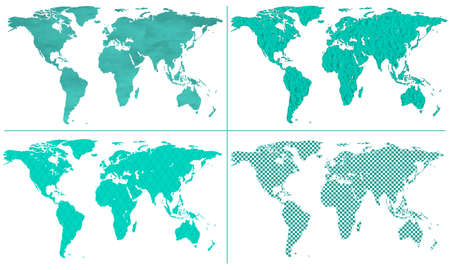 Set of the abstract silhouette maps of the world. Elements of this image furnished by NASA. Source of map:  http://visibleearth.nasa.gov/view.php?id=74518のイラスト素材