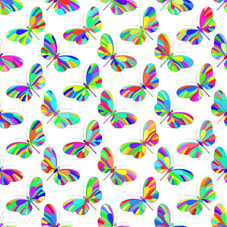 Seamless pattern of the motley butterfliesのイラスト素材