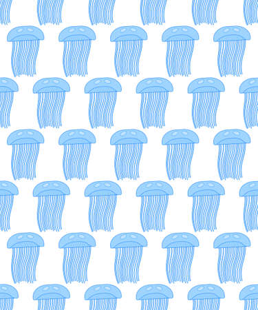 Seamless pattern of the jellyfish iconsのイラスト素材