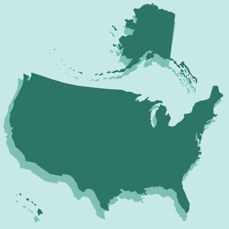 Silhouette map of the USA. All objects are independent and fully editable.のイラスト素材