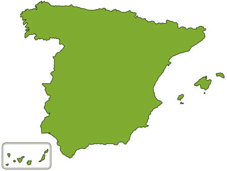 Silhouette contour map of the Spain. All objects are independent and fully editable.のイラスト素材