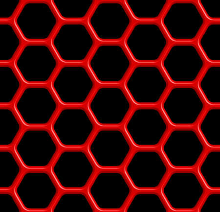 Seamless pattern of the red abstract hexagonal grid on blackのイラスト素材