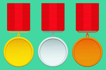 Set of the abstract gold, silver and bronze medalsのイラスト素材