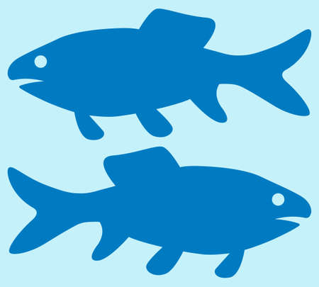 Illustration of the silhouette fish iconのイラスト素材