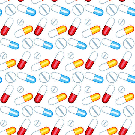 Seamless abstract pattern of the pill iconsのイラスト素材