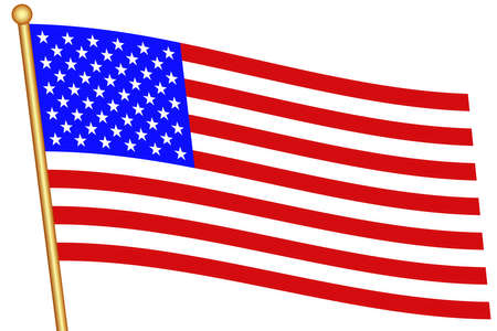 Flag of the United States and flagstaff. All objects are independent and fully editableのイラスト素材