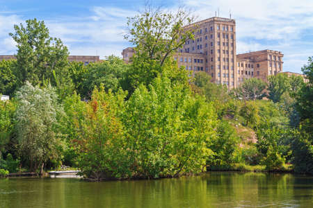 Multistory building on a background of natureの写真素材