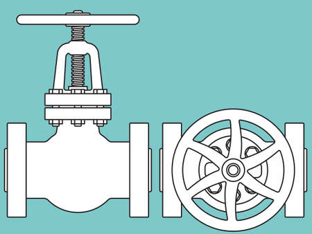 Illustration of the pipeline valve side and top view iconsのイラスト素材