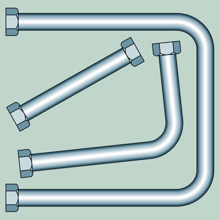 Illustration of the pipes with screw nuts setのイラスト素材