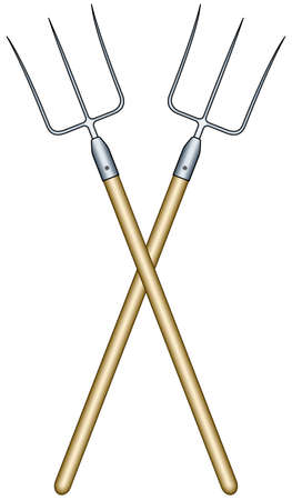 Illustration of the crosswise pitchforksのイラスト素材